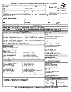 Blood Center Of Wisconsin Test Catalog