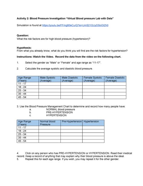 Blood Pressure Virtual Lab Answers Epub