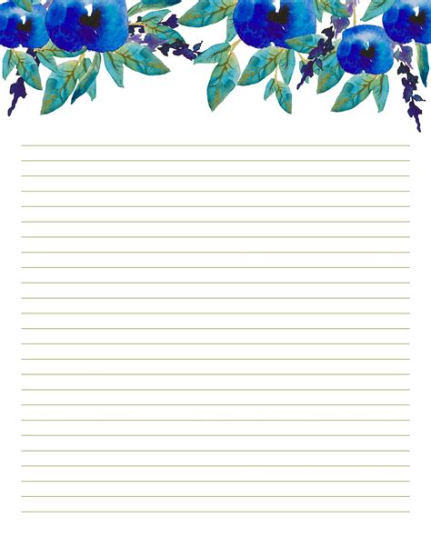 Blue Floral Lines 80 Scored Printable Paper