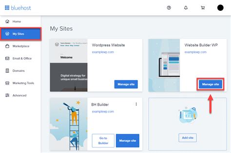 Bluehost website builder interface for beginners