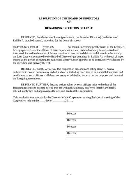 Board Of Directors Resolution Doc