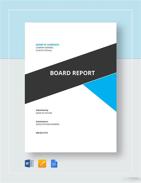 Board Report Template Word