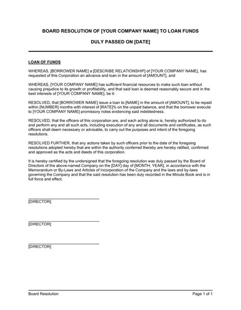 Board Resolution Format For Unsecured Loan Epub