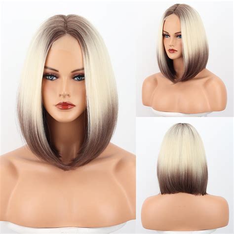 Bob Wigs For Women Wavy Synthetic Wigs Without Bangs Lace Front Wigs