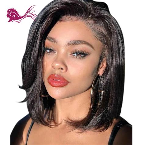 Bob Wigs Shoulder Length Straight Synthetic Wigs Black Lace Front Wigs