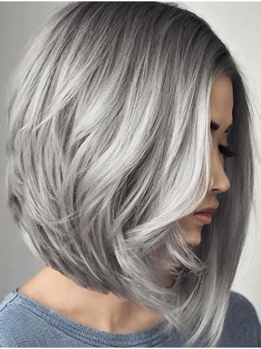 Bobs 12" Wavy Chin Length Grey Lace Wig Human Hair VS 2025