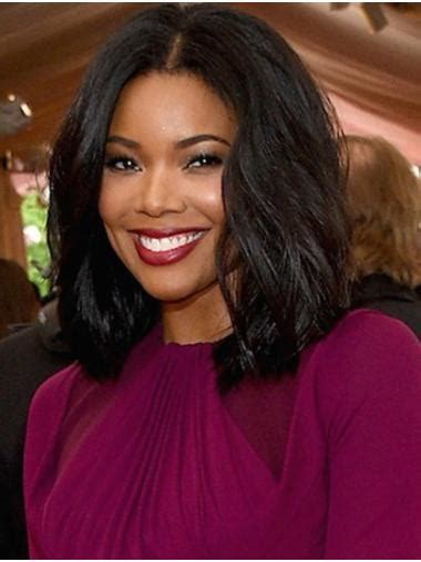 Bobs Wavy Shoulder Length Black Lace Front Gabrielle Union Wigs