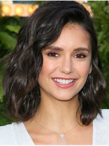 Bobs Wavy Shoulder Length Black Lace Front Nina Dobrev Wigs