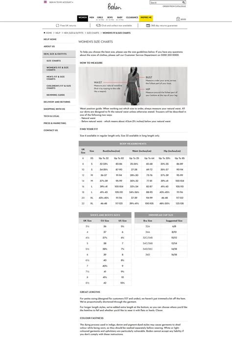Boden Swim Size Chart