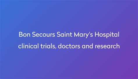 Bon Secours St. Mary's Hospital: A Comprehensive Overview