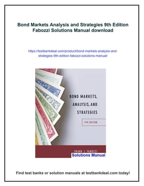 Bond Markets Analysis Strategies Solutions Manual Epub