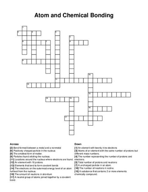 Bonding Crossword 1 Particle Smaller Than The Atom Answers PDF