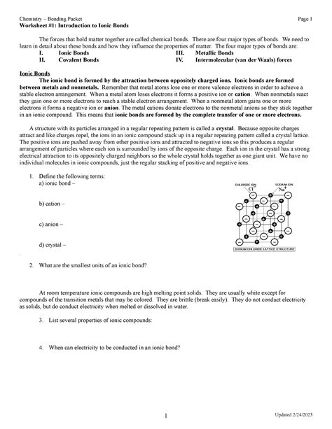 Bonding Packet Answer Key Reader