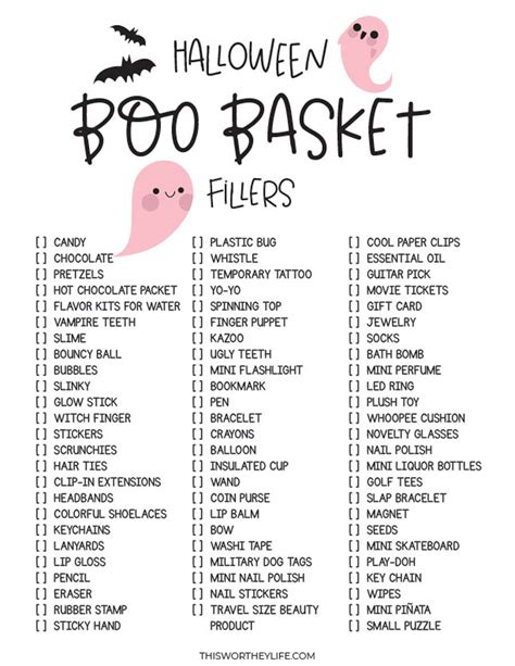 Boo Basket List Printable