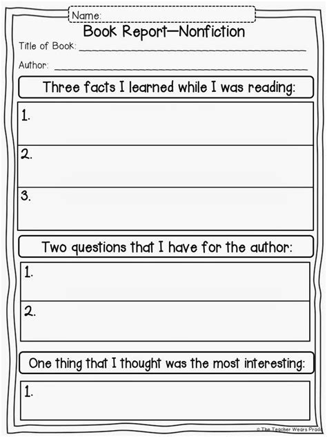 Book Report Nonfiction Template