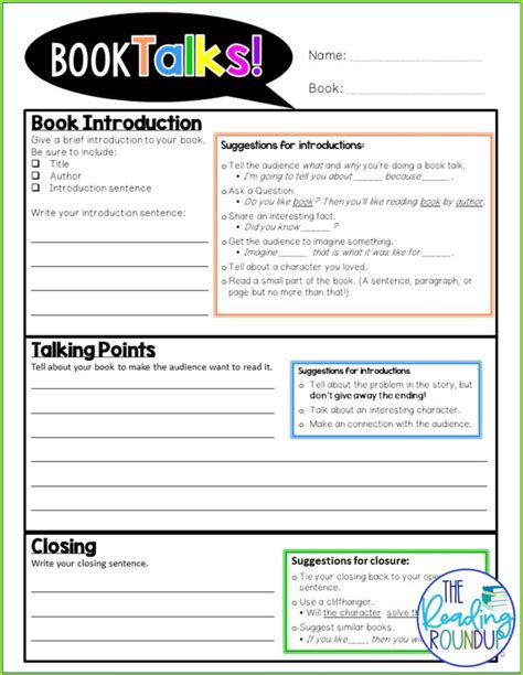 Book Talk Template