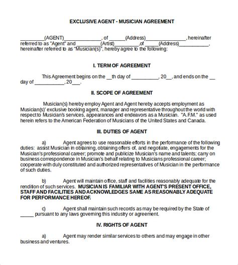 Booking Agreement Template