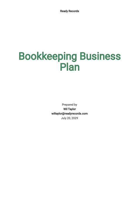 Bookkeeping Business Plan Template