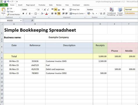 Bookkeeping For A Small Business Template