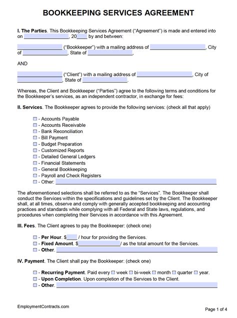 Bookkeeping Services Contract Template