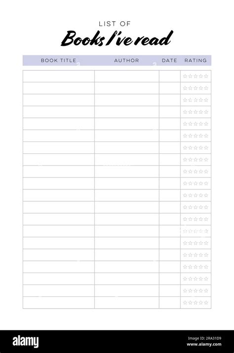 Books Ive Read List Printable