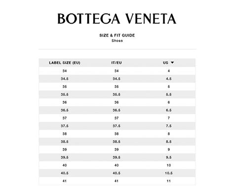 Bottega Shoe Size Chart