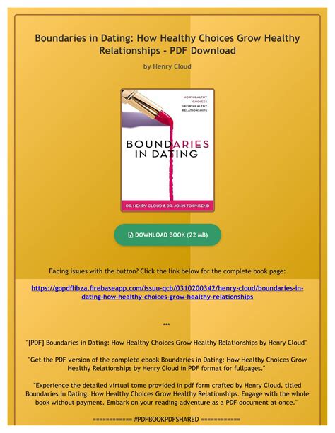 Boundaries in Dating How Healthy Choices Grow Healthy Relationships Epub