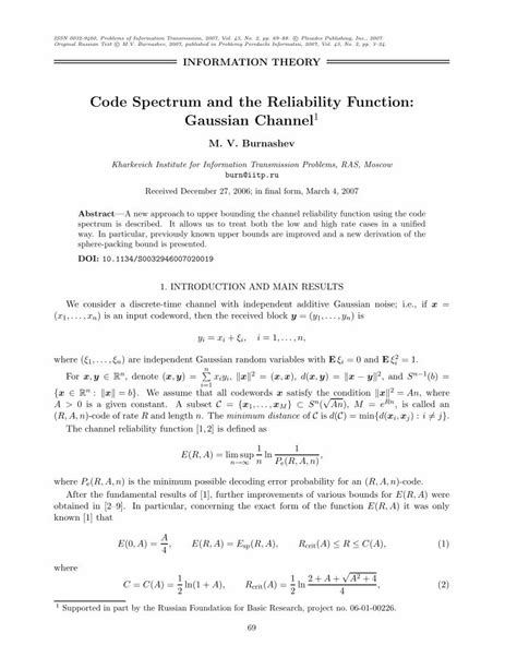 Bounds on Reliability for Binary Codes in a Gaussian Channel Doc