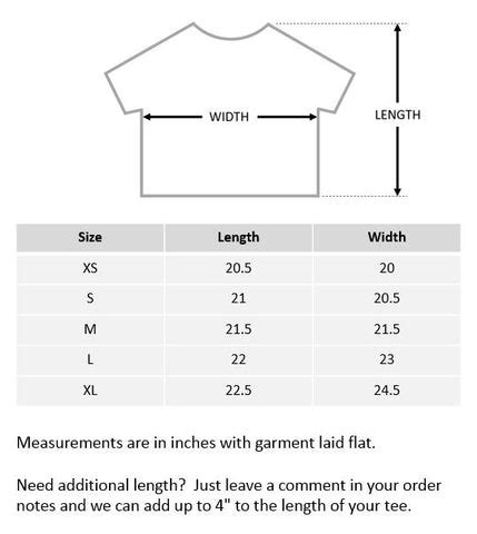 Boxy Tee Size Chart