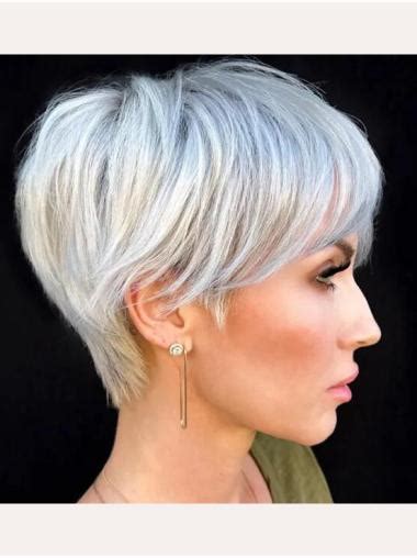 Boycuts Synthetic Lace Front Straight Short Grey Wig