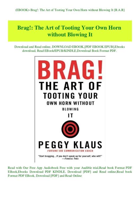 Brag.The.Art.of.Tooting.Your.Own.Horn.without.Blowing.It Ebook Epub