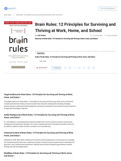 Brain Rules 12 Principles for Surviving and Thriving at Work Home and School Reader