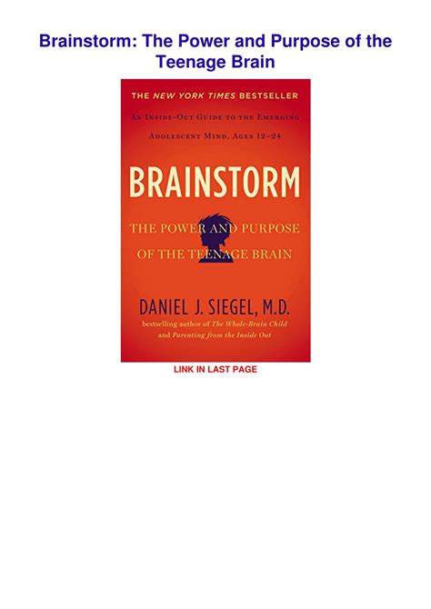 Brainstorm The Power and Purpose of the Teenage Brain Epub