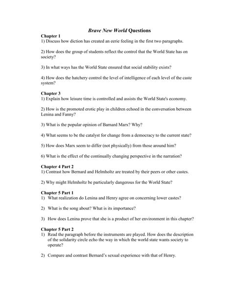 Brave New World Questions And Answers Chapter 12 PDF