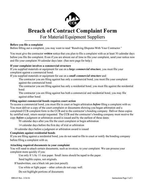 Breach of contract: