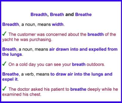 Breadth vs. Breath: Two Words Commonly Misused