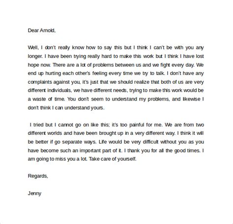 Break Up Letter Template