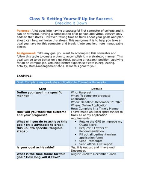 Break down assignments: