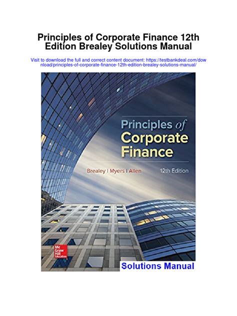 Brealey Principles Of Corporate Finance Solution Manual Reader