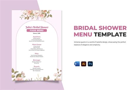 Bridal Shower Menu Template