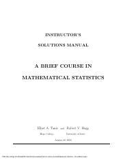 Brief Course In Mathematical Statistics Solutions Manual Ebook Kindle Editon