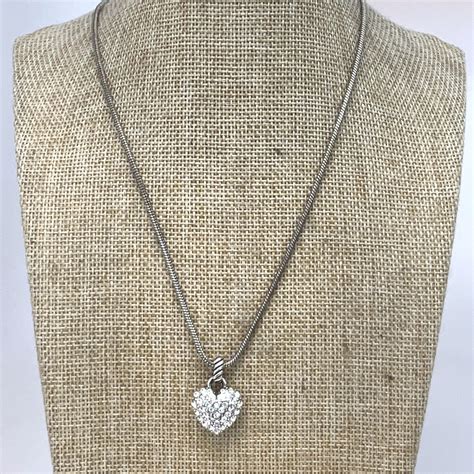 Brighton Heart Pave Pendant in Silver Aqua