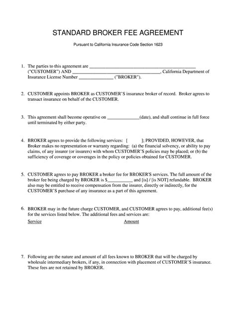 Broker Fee Agreement Template