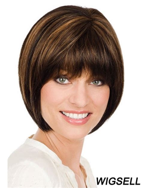 Brown 10" Straight Chin Length Bob Wigs