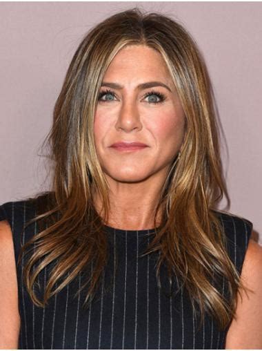 Brown 16" Straight Without Bangs Long Jennifer Aniston Wigs