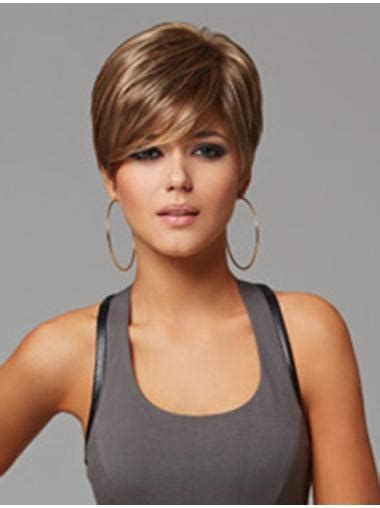 Brown Comfortable Layered Straight Short Wigs