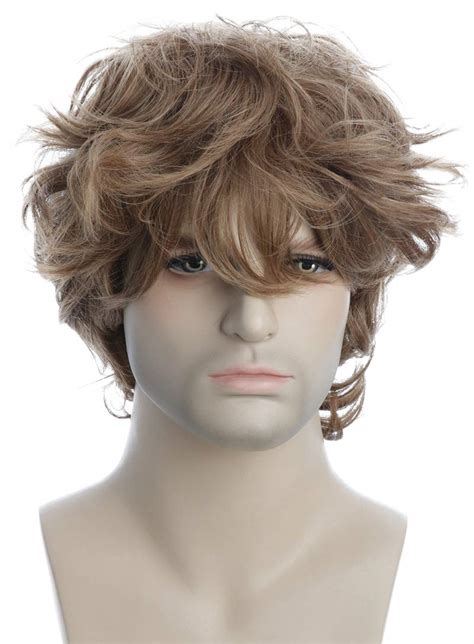 Brown Curly Short Men Wigs