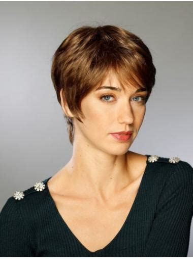 Brown Flexibility Boycuts Straight Short Wigs