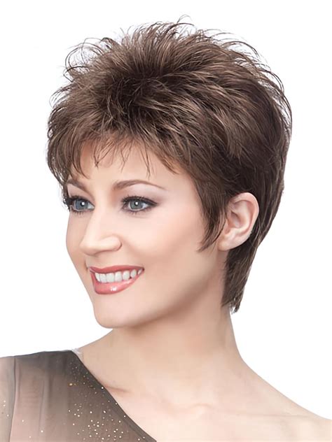 Brown Mature Boycuts Straight Short Wigs