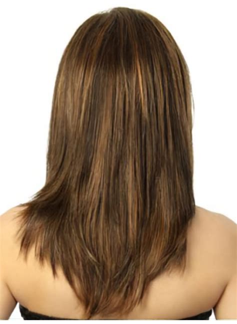 Brown Straight Remy Human Hair Polite Medium Wigs